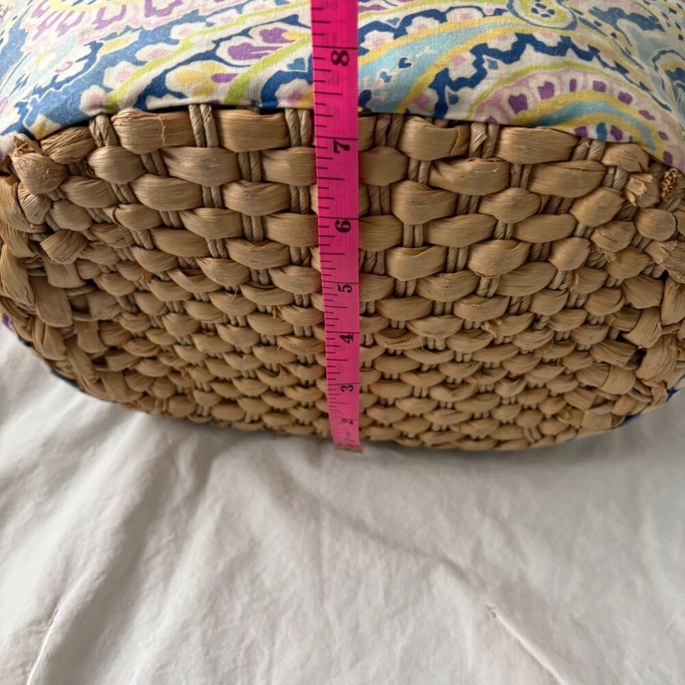 Vera Bradley Capri Blue Paisley Woven Straw Shell Beach Coastal Cottagecore Tote - Picture 6 of 9